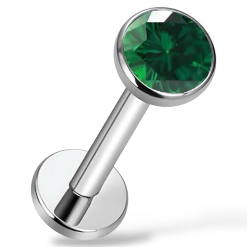 Tytanowy labret z cyrkonią