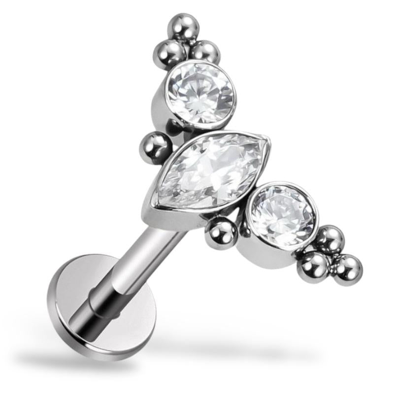 Tytanowy Labret z ozdobną nakrętką cyrkonie