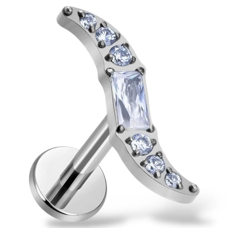 Tytanowy labret ozdobny w cyrkonie